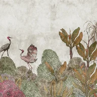 Fototapety - Fototapeta ptak zielonym,brązowym,szarym,różowymIbeżowym - 371 x 280 cm - ONE WALL ONE ROLE - miniaturka - grafika 1