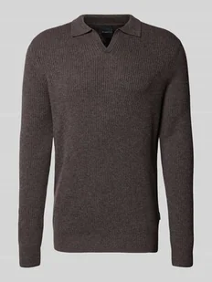 Sweter z dzianiny z kołnierzykiem polo - Swetry męskie - miniaturka - grafika 1