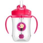 Kubki dla dzieci - Dr Brown's Kubek pierwsza słomka 270ml różowy 6m+ - miniaturka - grafika 1