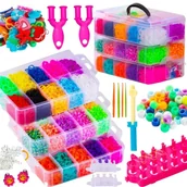 Biżuteria dla dzieci - Zestaw Gumki do Robienia Bransoletek Bizuterii w Kuferku Duży XXL 15000 szt - miniaturka - grafika 1