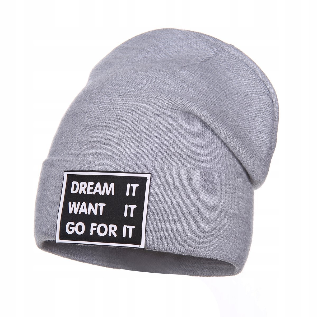 Czapka Damska Zimowa Wywijana Ozdobny Napis Wywijana Na Zimę Szara