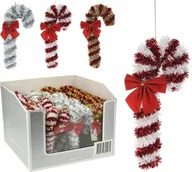 Bombki - Zawieszka na choinkę laska cukrowa z kokardą 18 x 10 cm - miniaturka - grafika 1