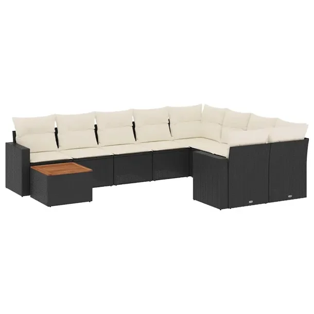 Zestaw wypoczynkowy rattan PE, czarny, 62x62x69 cm, kremowy
