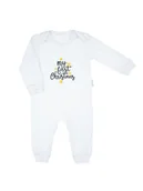 Pajacyki dla niemowląt - Niemowlęcy pajac bawełniany "my first Christmas” biały Nicol r.62 - miniaturka - grafika 1