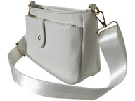 Torebki damskie - Torebka Damska, Miejska Mała Listonoszka Na Ramię, Kolor Biały, 2 Paski - miniaturka - grafika 1
