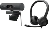 Kamery internetowe - Kamera internetowa Logitech Brio 500 Graphite 960-001422 + H390 981-000406 - miniaturka - grafika 1