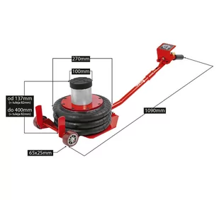 ZESTAW Podnośnik Pneumatyczny Poduszkowy Bałwanek REDATS 3.5T LS-230 z Nakładką Podwyższającą + Kobyłki 3T 2szt LS-920 + Wąż Spiralny 10m - Akcesoria pneumatyczne - miniaturka - grafika 7