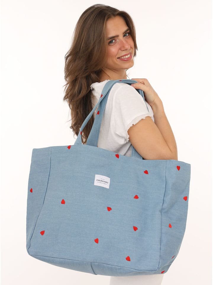 Zwillingsherz Shopper bag w kolorze błękitnym