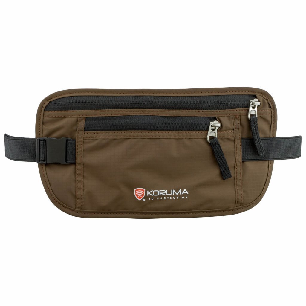 Koruma, Saszetka turystyczna na biodro RFID, brązowa, 14x28 cm