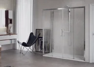 Ścianki i drzwi prysznicowe - Novellini Kuadra 2A Drzwi prysznicowe przesuwne z polami stałymi 132-138x200 cm szkło przezroczyste, profile chrom KUAD2A132-1K - miniaturka - grafika 1