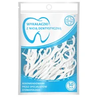 Szczoteczki międzyzębowe - Testeo, wykałaczki z nicią dentystyczną, białe, 50 sztuk - miniaturka - grafika 1