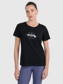 Koszulki i topy damskie - 4F T-shirt regular z nadrukiem damski - czarny M - miniaturka - grafika 1