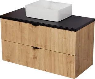 Szafka łazienkowa z białą umywalką wisząca dąb naturalny 80 cm Brendo Gante - Szafki łazienkowe - miniaturka - grafika 1