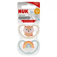 Smoczki uspokajające - NUK Smoczek uspokajający 0-6m Space Lis/Tęcza op.2 szt. - miniaturka - grafika 1