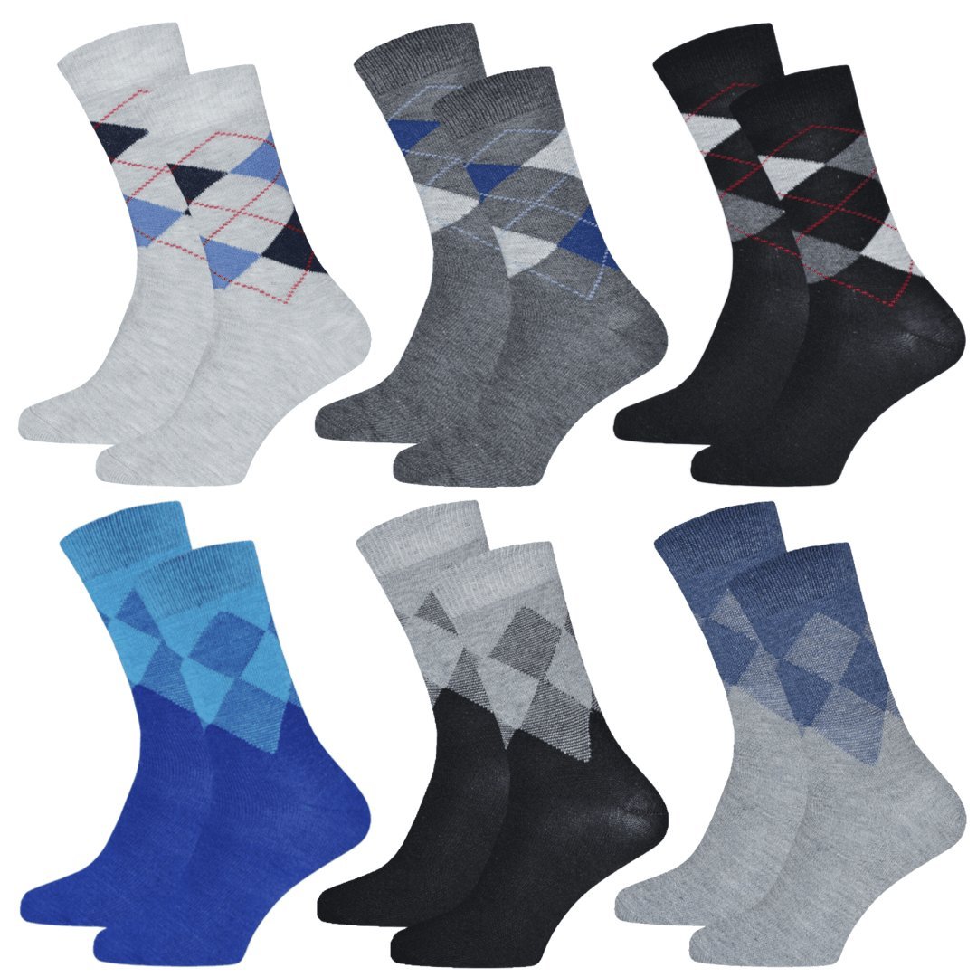 Skarpety męskie w eleganckie romby bawełniane zestaw 6 par rozmiar 43/46