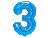 Balony i akcesoria - Balon foliowy "cyfra 3", ciemno niebieska, 100 cm [balon na hel] - miniaturka - grafika 1