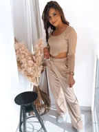 Dresy damskie - Komplet damski EMILIO jasnobeżowy Dstreet AY0857-L - miniaturka - grafika 1