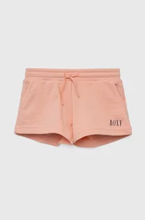 Spodnie i spodenki dla dziewczynek - Roxy szorty dziecięce kolor pomarańczowy gładkie regulowana talia - grafika 1