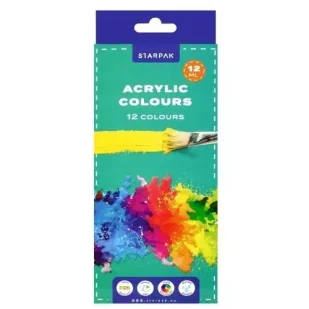 Farby akrylowe w tubie 12ml 12 kolorów - STARPAK - Przybory szkolne - miniaturka - grafika 1