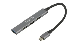 UA0392 Hub USB, USB A gniazdo x4, USB C wtyk, USB 3.2, PnP, szary, 5Gbps - Huby USB - miniaturka - grafika 1