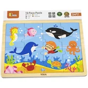 Puzzle - VIGA 51451 Puzzle na podkładce 16 elementów - ocean - miniaturka - grafika 1
