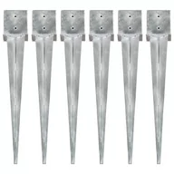 Kołki - VidaXL Kołki gruntowe, 6 szt., srebrne, 14x14x91 cm, stal - miniaturka - grafika 1