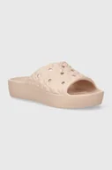 Klapki i japonki damskie - Crocs klapki Classic Platform Geometric Slide damskie kolor różowy na platformie 209564 - miniaturka - grafika 1