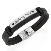 Bransolety męskie - Bransoletka Skórzana Męska z Grawerem Prezent na Dzień Ojca dla Taty - miniaturka - grafika 1