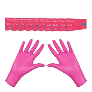 Rękawiczki nitrylowe M różowe Mercator Nitrylex Magenta 100sztuk karton 10op - Rękawiczki jednorazowe - miniaturka - grafika 1