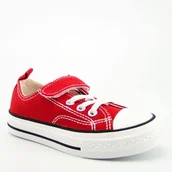 Buty dla dziewczynek - APAWWA RC05-5 trampki dziecięce na rzep czerwone - miniaturka - grafika 1