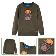 Bluzy dla dziewczynek - Bluza dziecięca - ciemne khaki - melanż - 128 - Bluza Dla Dziecka - miniaturka - grafika 1