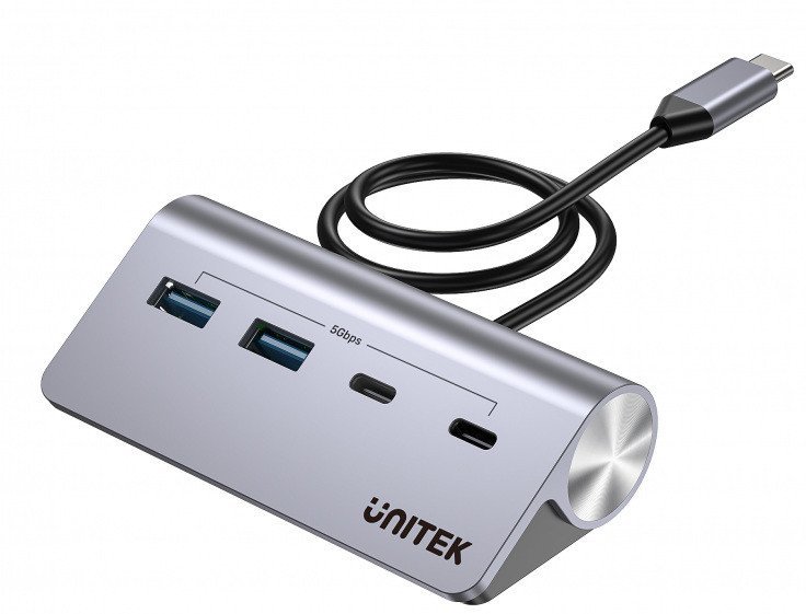 Unitek Hub alumininiowy USB-A/USB-C z 4 portami 5Gbps H1337AGY01
