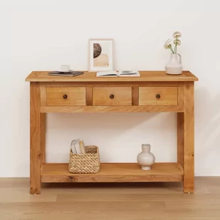 vidaXL Stolik konsolowy, 110 x 35 x 75 cm, lite drewno dębowe vidaXL - Ławy i stoliki kawowe - miniaturka - grafika 1