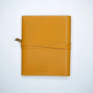 Okładka skórzana na notes A5 żółta elegancka na prezent OLIVKA - Notesy i bloczki - miniaturka - grafika 1