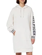 Bluzy damskie - Tommy Hilfiger Damska bluza z kapturem Regular Monotype SLV Short DRS, Postarzana biel, XXL - miniaturka - grafika 1