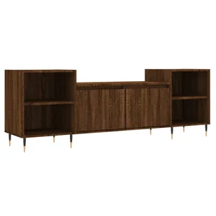 vidaXL Szafka pod TV brązowa dąb 160x35x55 cm materiał drewnopochodny - Szafki RTV - miniaturka - grafika 1