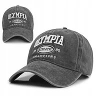 Czapki i chusty sportowe męskie - Czapka z daszkiem OLYMPIA bejsbolówka vintage CZARNA bawełniana - miniaturka - grafika 1