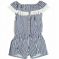 Kombinezony dla dzieci - Kombinezon SPODNIUM Z KORONKĄ Granatowe Paski 104 - miniaturka - grafika 1