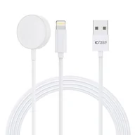 Akcesoria do smartwatchy - Ładowarka indukcyjna do Apple Watch z kablem do iPhone USB-A / Lightning 1,5 m, Tech-Protect UltraBoost, biała - miniaturka - grafika 1