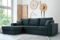 Sofy i kanapy - Sofa rozkładana z miejscem do przechowywania i funkcją spania - Sofa z automatycznym mechanizmem jezdnym, tkanina welurowa, narożnik tapicerowany, tkanina palladium, wytrzymała i wygodna 223 x 160 cm niebieska - miniaturka - grafika 1