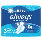 Podpaski - Always Ultra Day, podpaski ze skrzydełkami, Super Extra, 7 sztuk - miniaturka - grafika 1