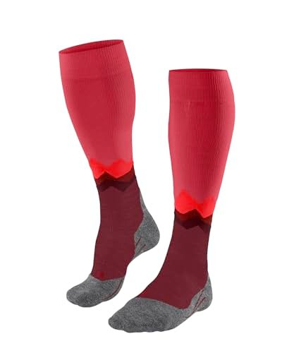 FALKE Kobiety Skarpety do wędrówek TK2 Explore Long W Kh wełna materiał funkcyjny przeciw pęcherzom grube 1 Para, Czerwony Ruby 8830, 37-38