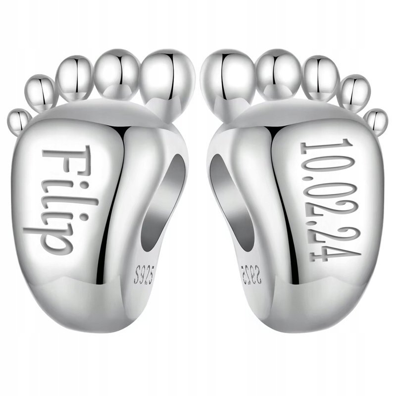 Charms Zawieszka Charms Stópka Grawer Srebro 925 Charms MODA TRUSKY