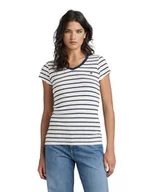 Koszulki i topy damskie - G-STAR RAW Damska koszulka Eyben Stripe Slim, Wielokolorowy (Milk/Sartho Blue Stripe D244-8096), XS - miniaturka - grafika 1