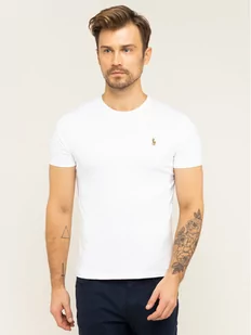 Ralph Lauren Polo T-Shirt 710740727 Biały Custom Slim Fit - Koszulki męskie - miniaturka - grafika 1