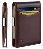Etui na dokumenty i karty - SERMAN Brands Portfel z klipsem na pieniądze - męskie portfele wąska przednia kieszeń blokująca RFID etui na karty minimalistyczne mini podwójne, transformator z rozpuszczonej czekolady, wąski - miniaturka - grafika 1