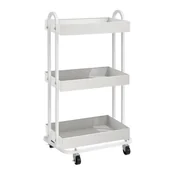 Meble kosmetyczne - Pomocnik kosmetyczny fryzjerski do salonu ST028 uniwersalna szafka wózek stolik na kółkach z trzema półkami - miniaturka - grafika 1