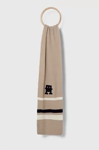 Tommy Hilfiger szalik z domieszką wełny kolor beżowy wzorzysty - Apaszki i szaliki męskie - miniaturka - grafika 1