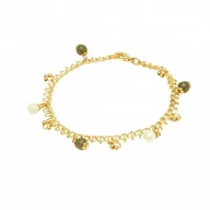 Bransoletki - Bransoletka pozłacana z koralikami - miniaturka - grafika 1