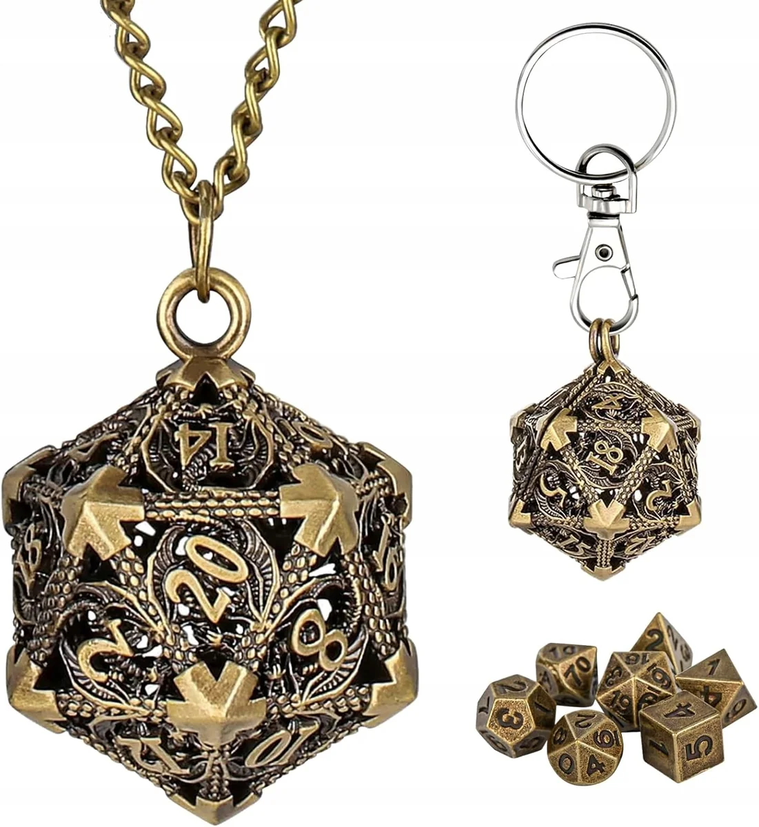 KOŚCI METALOWE RPG DND GRA KOMPLET ZESTAW STEAMPUNK OŚMIORNICA ETUI CYNK